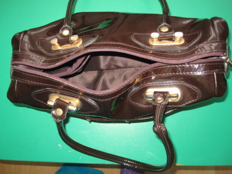 Кожаная лакированная женская сумка, фото №7