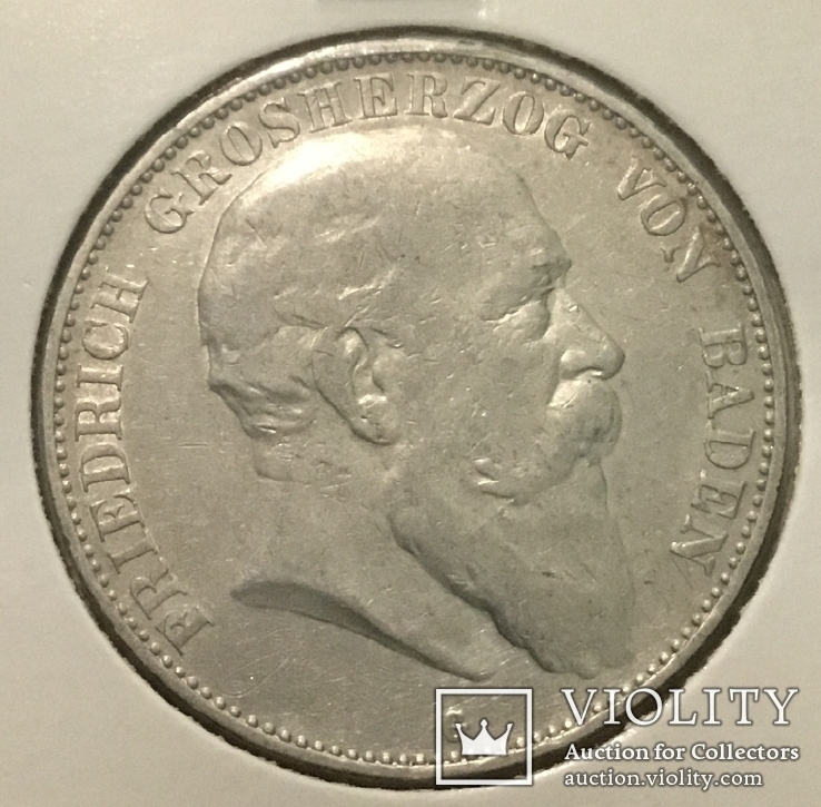 Баден 5 марок 1903 год х4л3