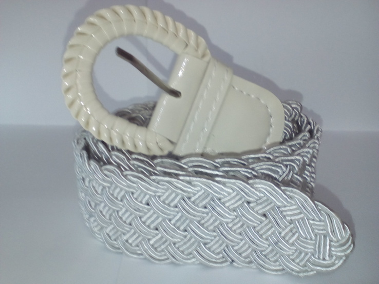 Ремень плетеный текстильный серый, фото №2