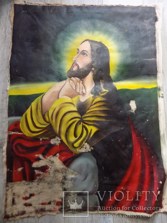 Наївна ікона "Ісус на оливній горі" олія,полотно, фото №3
