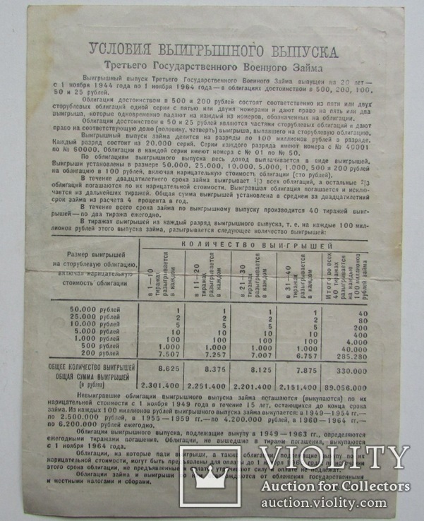 Облигации на сумму 100, 50, 25 рублей, третий военный заём, 1944, фото №6