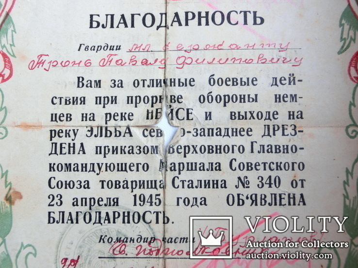 Благодарность За прорыв на реке Нейса и Эльба 1945г., фото №6