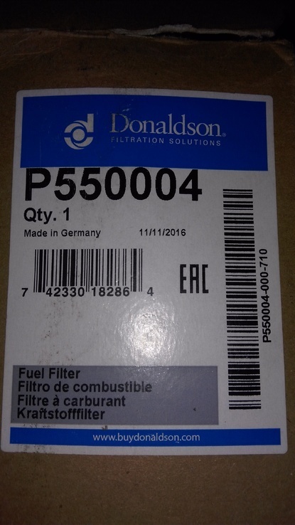 Фильтр топливный Donaldson P550004, фото №4