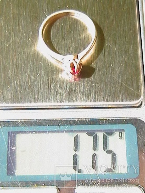 Кольцо с красным камушком. Серебро 925 пробы, клеймо ''звезда''. Вес изделия 1,75 грамм., фото №8