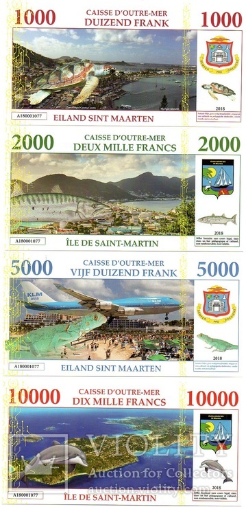 Fantasy / Saint Martin Сен-Мартен - 1000 2000 5000 10000 Francs 2018 UNC Polymer JavirNV, фото №3
