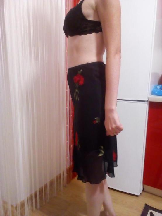 Чорна юбка з квіточками, фото №2