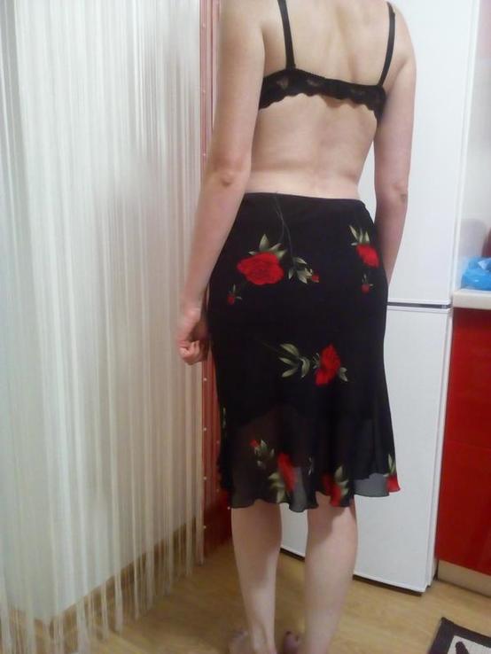 Чорна юбка з квіточками, фото №3