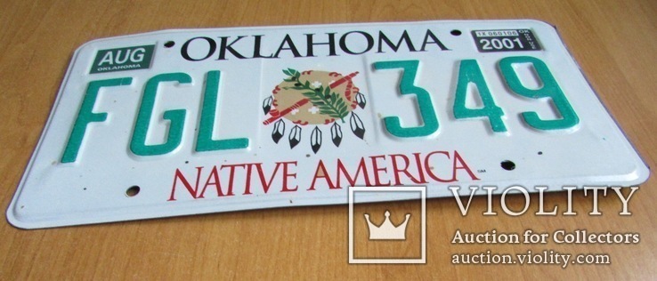 Знак "OKLAHOMA. FGL 349. Native America", фото №3