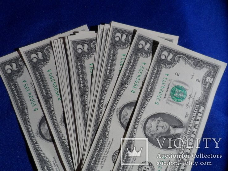 2 доллара США 2013 г UNC 25 банкнот номера подряд штат NEW YORK, фото №2