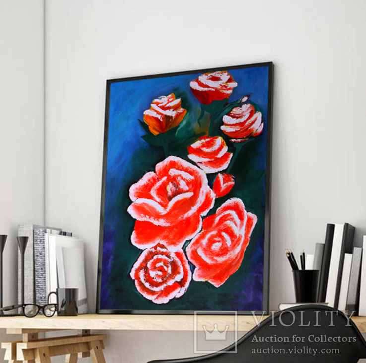 Розы (масло/холст) 70х50 см, фото №3