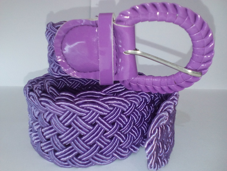 Ремень плетеный текстильный феолетовый