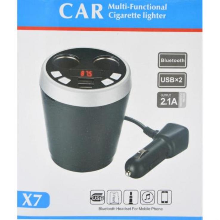 Автомобильное зарядное устройство в подстаканник, трансмитер, Bluetooth, МР3, 2USB, 12\24V, фото №4