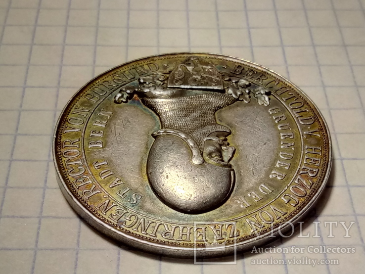 Настольная медаль Швейцария медаль Кантон Берн 1891г 700 лет Берну, фото №5