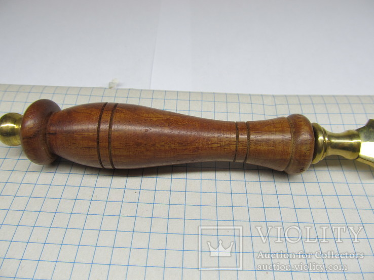 Латунный нож с деревяной ручкой для писем, фото №5