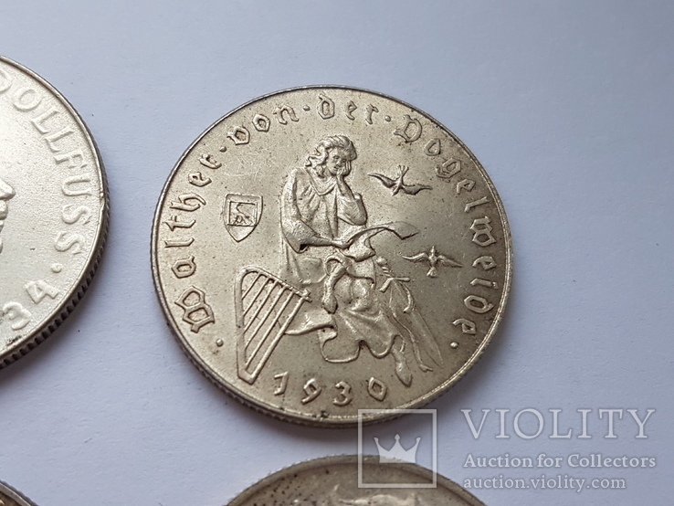 2 шиллинга 1928-1937 Австрия серебро 6 шт.Разные, фото №5
