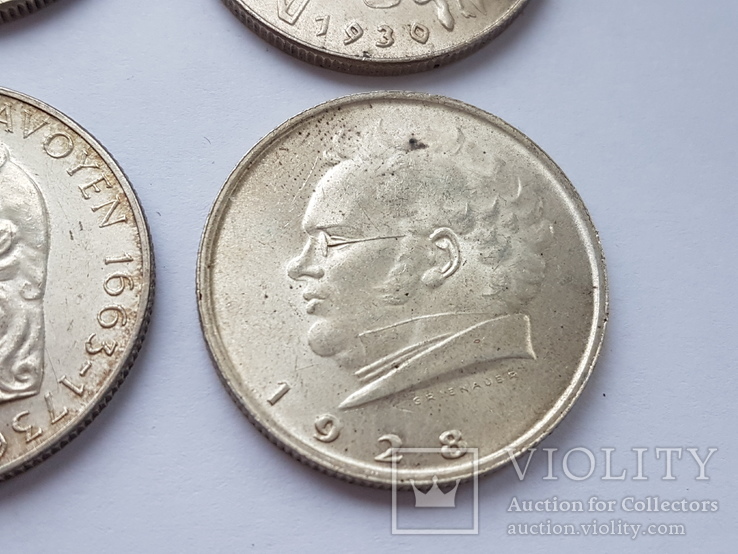 2 шиллинга 1928-1937 Австрия серебро 6 шт.Разные, фото №6