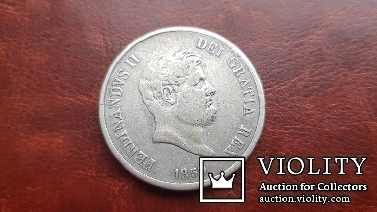 120 гран /1 пиастр 1859 г. Король Фердинанд ІІ.Сицилия, фото №5