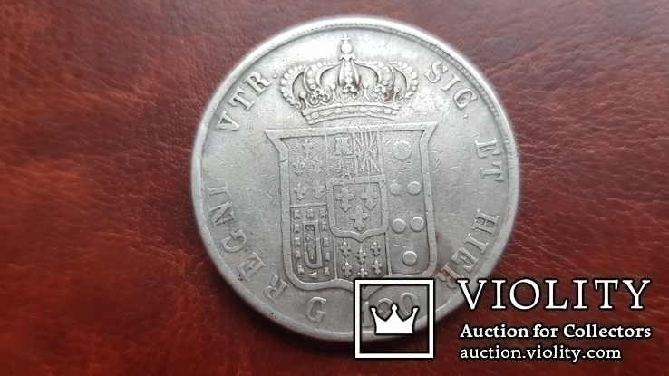 120 гран /1 пиастр 1859 г. Король Фердинанд ІІ.Сицилия, фото №6