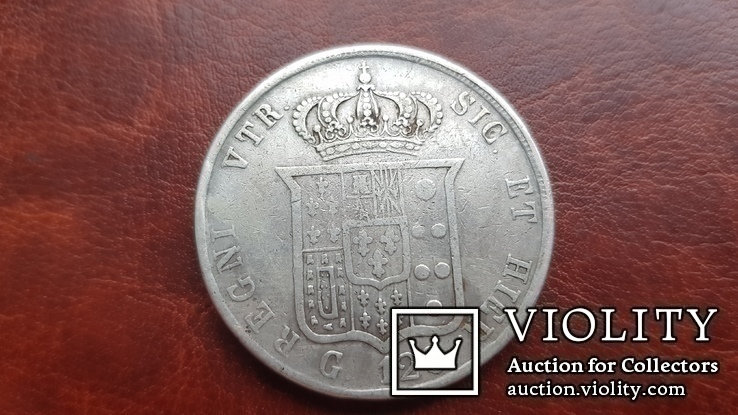 120 гран /1 пиастр 1859 г. Король Фердинанд ІІ.Сицилия, фото №7