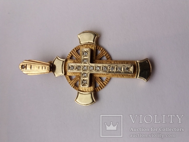 Красивый крестик золотой 585 , украина, фото №3
