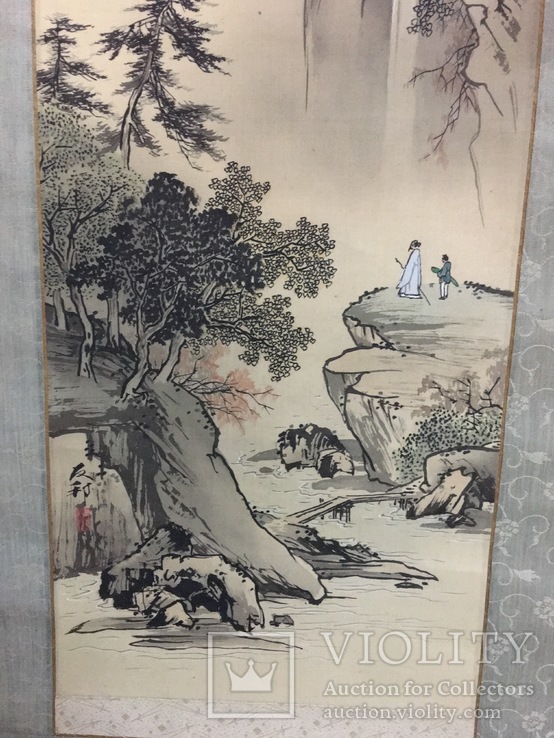 Японская картина-свиток, конец 19-го начало 20-го века, фото №4