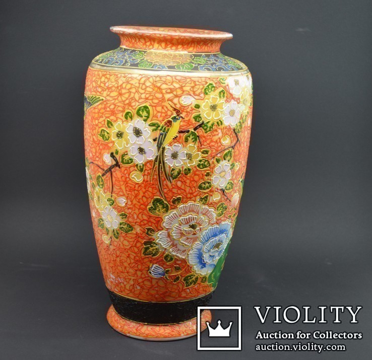 Японская ваза ручной работы с живописью - высота 30 см, фото №5