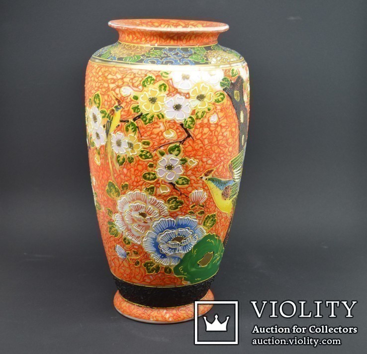 Японская ваза ручной работы с живописью - высота 30 см, фото №6