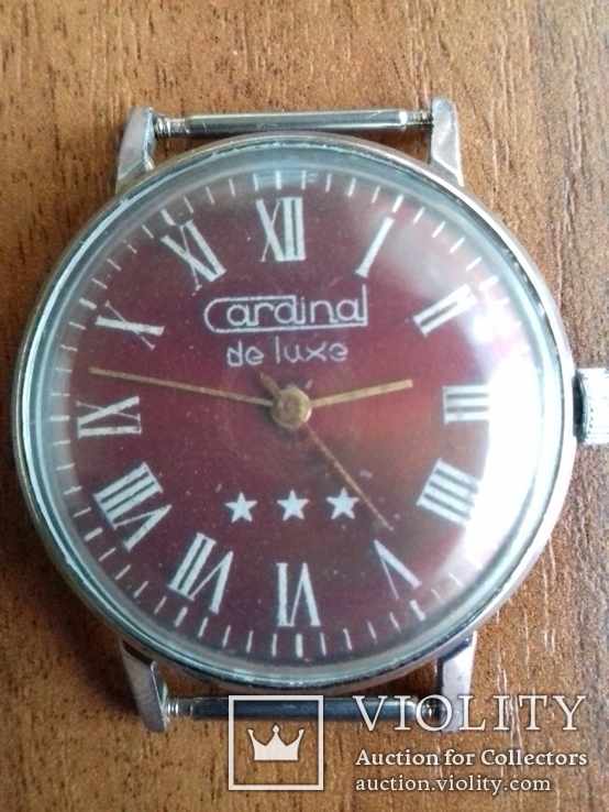 Часы Cardinal de luxe тонкие механизм Луч позолоченный рабочие, фото №2