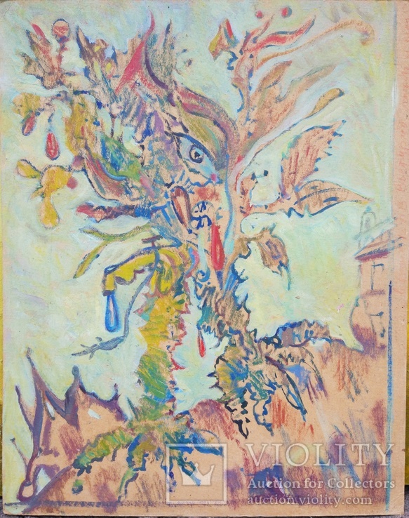 Одесса, 1990-е, С.Тронов "Без названия", картон, смешанная техника, 50*40см, фото №2