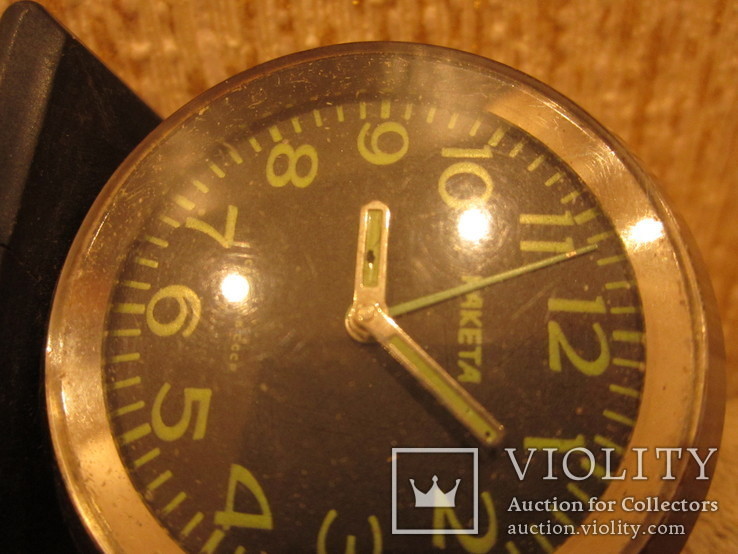Часы будильник Ракета черный циферблат, фото №12