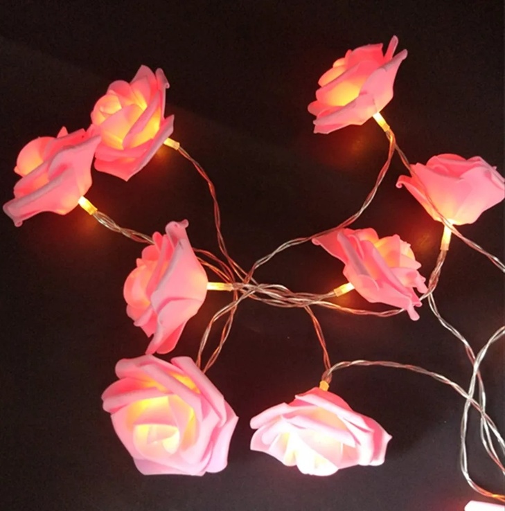Гирлянда розовые Розы на батарейках. 3 метра. Светодиодная переносная. Автономная, фото №6