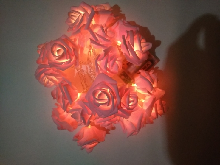 Гирлянда розовые Розы на батарейках. 3 метра. Светодиодная переносная. Автономная, фото №13