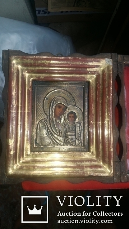 Икона Казанской Божией Матери, серебро 84 пр., в киоте, фото №11
