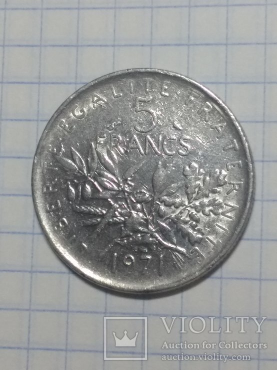 5 франков 1971 Франция, фото №2
