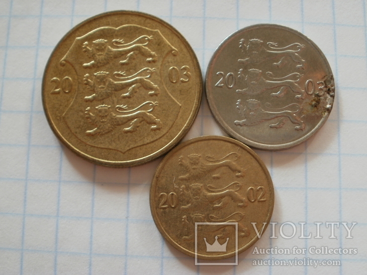 3 монеты Эстонии 2000 - ых гг., фото №3