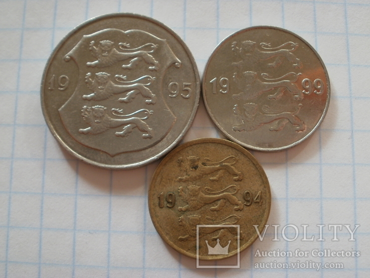 3 монеты Эстонии 1990 - ых гг., фото №3