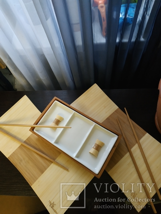 Набор для суши  East West Ming Tsai Sushi for Two - Bamboo &amp; Ceramic 8 PC Gift Set, фото №3