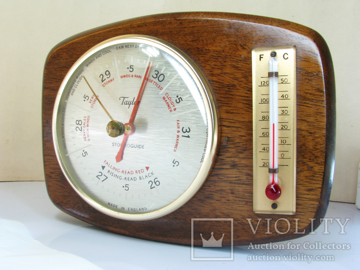 Старинный барометр с термометром (Англия), фото №3