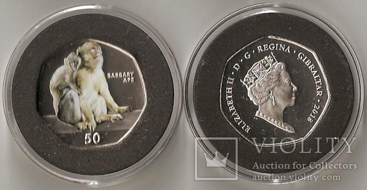 Gibraltar Гибралтар - 50 Pence 2018 MONKEY BARBARY APE