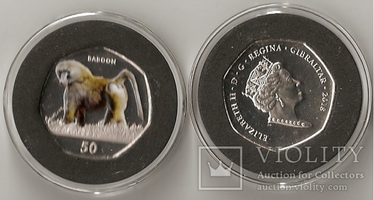 Gibraltar Гибралтар - 50 Pence 2018 MONKEY BABOON