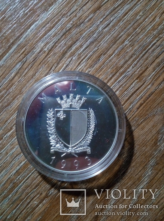 Мальта 5 лир (10 экю) 1993 г., фото №3