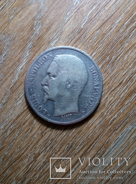 Франция 5 франков 1852 г., фото №2
