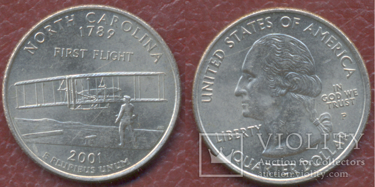 25 центов 2001 г. Северная Каролина Р