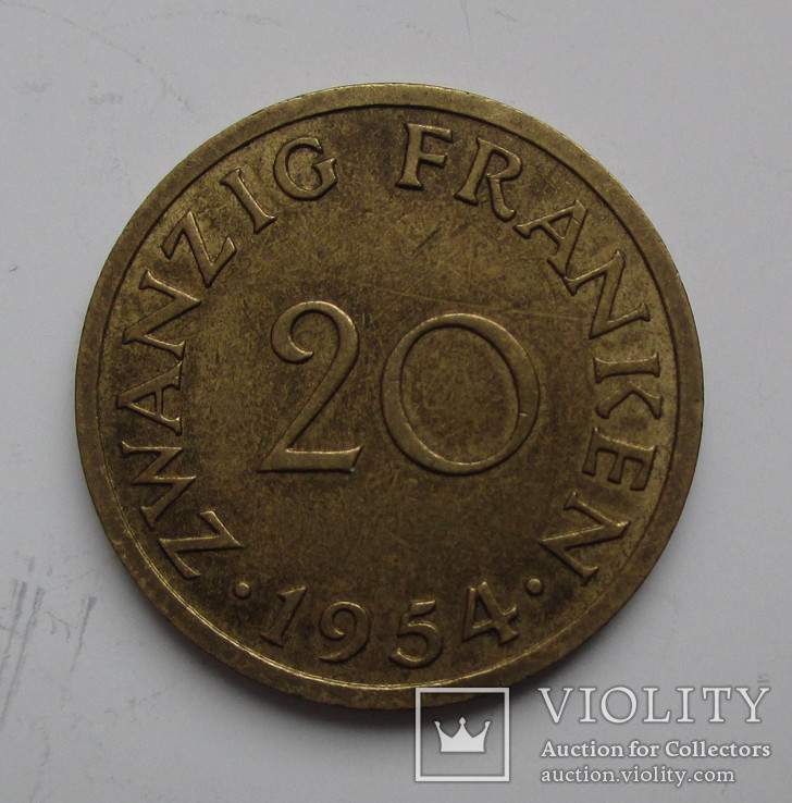 20 франков 1954(Саарленд), numer zdjęcia 3
