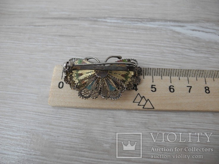 Старинная Винтажная Брош Бабочка ( серебро 800 пр), фото №7