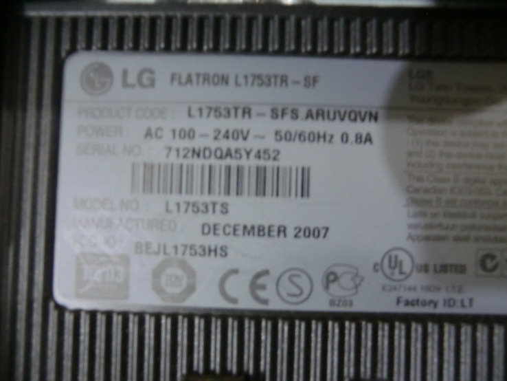 ЖК монитор 17 дюймов LG L1753TR, photo number 7