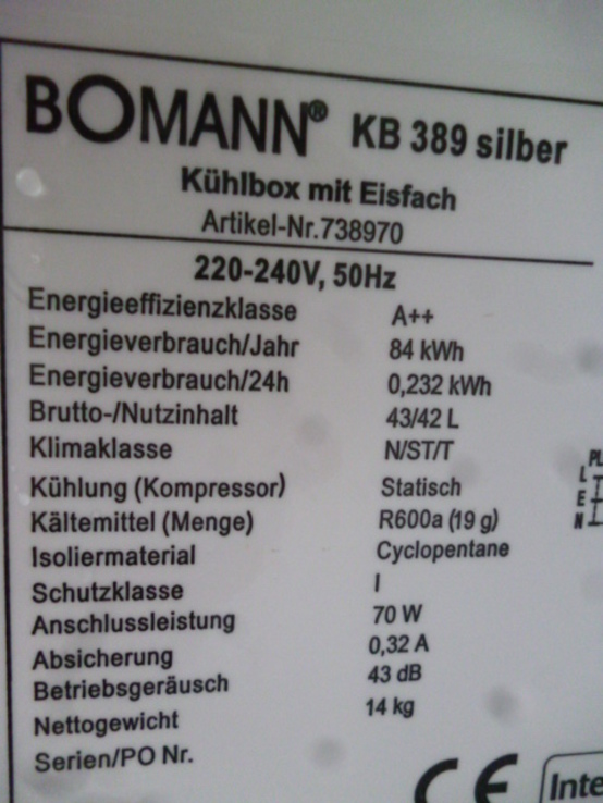 Холодильник кемпінг чи дорожний BOMANN KB389 silber 50 см з Німеччини, фото №10