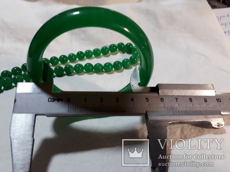 Бусы и браслет из полудрагоценного камня(Зелёный кварцит), фото №4