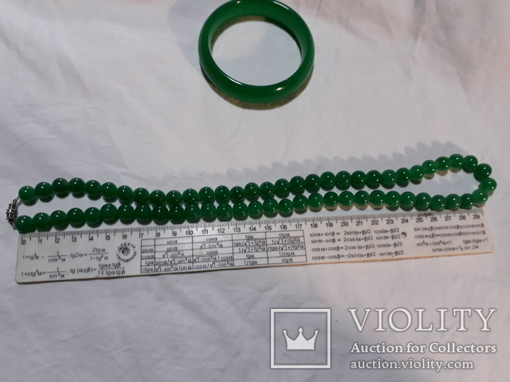Бусы и браслет из полудрагоценного камня(Зелёный кварцит), фото №8
