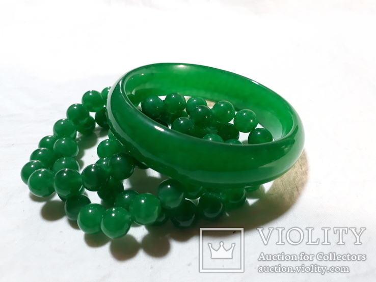 Бусы и браслет из полудрагоценного камня(Зелёный кварцит), фото №11